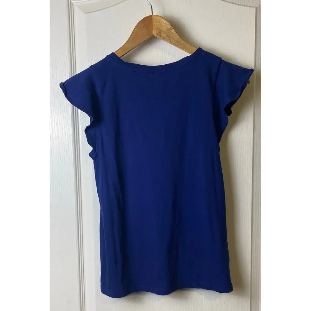 Nautica Girls Blue Sailboat Flutter Sleeve T-shirt Size 16 X-Large